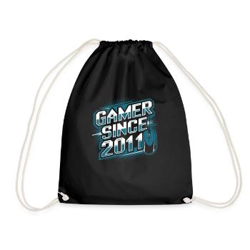 Gamer Since 2011 Geek Birthday Gift - Drawstring Bag - black - Front