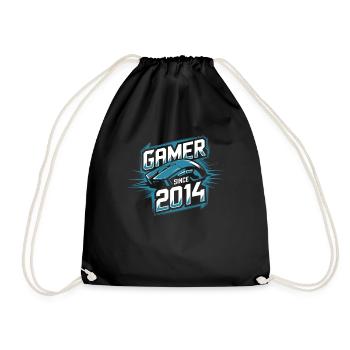 Gamer seit 2014 Geek Geburtstagsgeschenk - Turnbeutel - Schwarz - Vorne