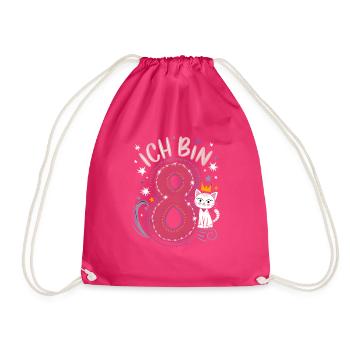 8. Geburtstag Katze Kätzchen Kindergeburtstag - Turnbeutel - Fuchsia - Vorne