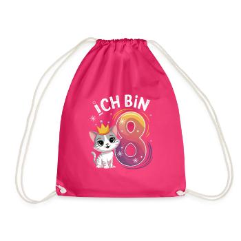 8. Geburtstag Katze Kätzchen Kindergeburtstag - Turnbeutel - Fuchsia - Vorne