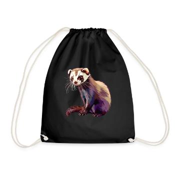 Ferret Frettchen - Drawstring Bag - black - Front