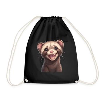 Ferret Frettchen - Drawstring Bag - black - Front