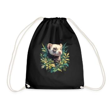 Ferret Frettchen - Drawstring Bag - black - Front