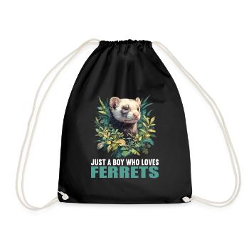 Ferret Frettchen - Drawstring Bag - black - Front