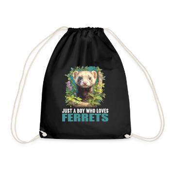 Ferret Frettchen - Drawstring Bag - black - Front