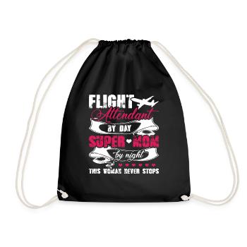 Flight Attendant Flight Attendant Mom - Drawstring Bag - black - Front