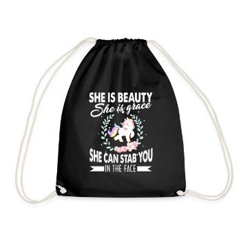 Unicorn She Is Beauty She Can Stab You - Drawstring Bag - black - Front