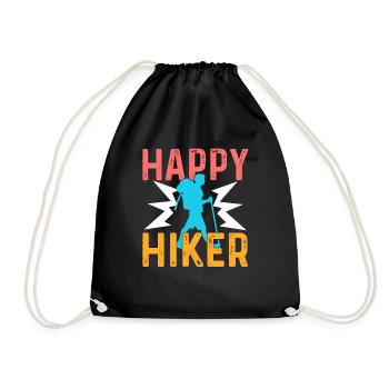 Hiking Happy Hiker - Drawstring Bag - black - Front