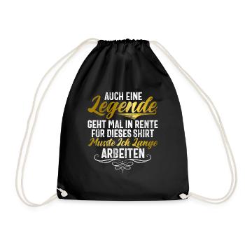 Legende Ruhestand Lustiges Motiv Rentner - Turnbeutel - Schwarz - Vorne