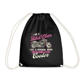 I Am A Biker Mom Like A Normal Mom Except Cooler - Drawstring Bag - black - Front