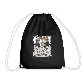 Offizielles Schlafshirt Süßes Katze Katzen Paar - Turnbeutel - Schwarz - Vorne