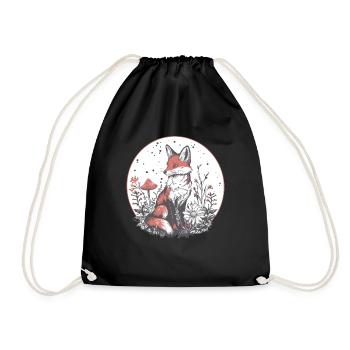 Cottagecore Fuchs mit Blumen - Turnbeutel - Schwarz - Vorne