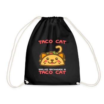 Taco Cat Spelled Backwards Is Taco Cat Lover Gift - Drawstring Bag - black - Front
