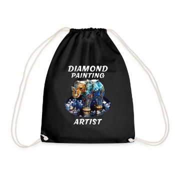 DIAMOND ELEPHANT DIAMOND PAINTING ARTIST - Drawstring Bag - black - Front