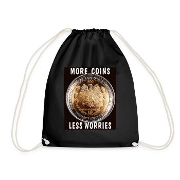 MORE COINS LESS WORRIES - Drawstring Bag - black - Front