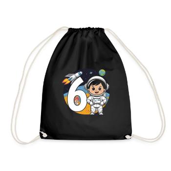 6th Birthday Astronaut Space Adventure for Boys - Turnbeutel - Schwarz - Vorne