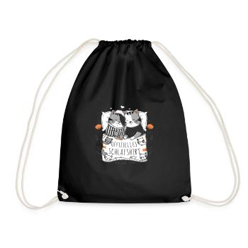 Offizielles Schlafshirt Süßes Katze Katzen Paar - Turnbeutel - Schwarz - Vorne