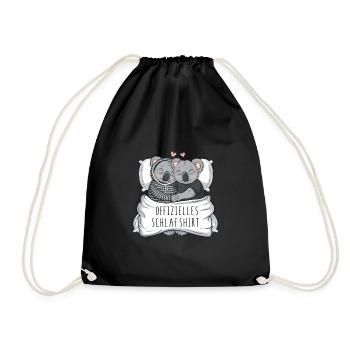 Official Sweet Koala Couple Sleep Shirt - Drawstring Bag - black - Front