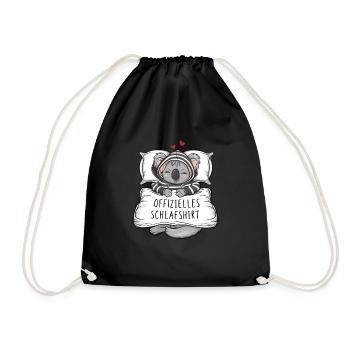 Official Sweet Koala Sleep Shirt - Drawstring Bag - black - Front