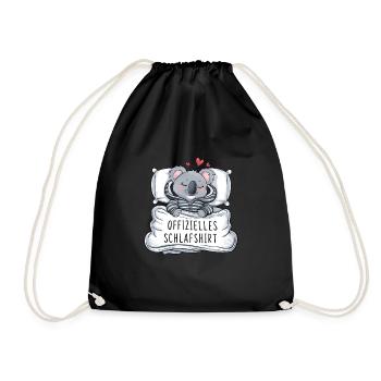 Official Sweet Koala Sleep Shirt - Drawstring Bag - black - Front
