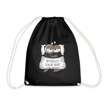 Official Sweet Otter Couple Sleep Shirt - Drawstring Bag - black - Front