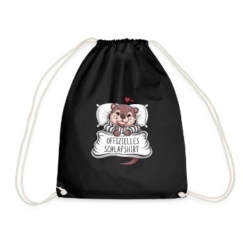 Official Sweet Koala Sleep Shirt - Drawstring Bag - black - Front