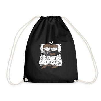 Official Sweet Otter Couple Sleep Shirt - Drawstring Bag - black - Front