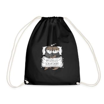 Official Sweet Otter Couple Sleep Shirt - Drawstring Bag - black - Front