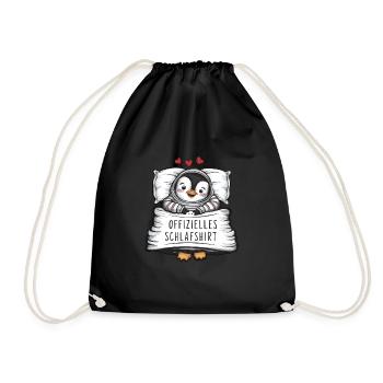 Official Sweet Penguin Sleep Shirt - Drawstring Bag - black - Front