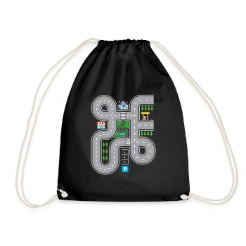 Car Track Playmat - Fun Car Lover Car Guy - Drawstring Bag - black - Front
