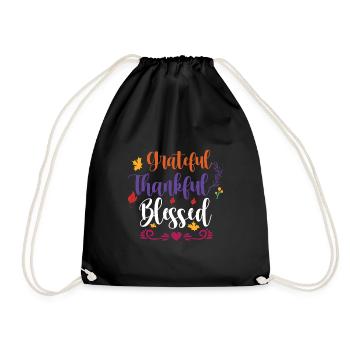 Grateful Thankful - Drawstring Bag - black - Front