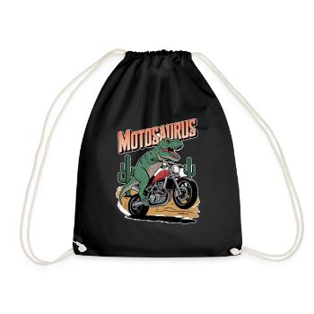 Motosaurus - Dinosaur & Motorcycle - Drawstring Bag - black - Front