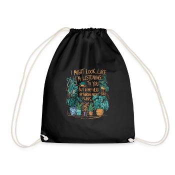 Dans mes pensées avec mes plantes - Sac de sport léger - noir - Devant