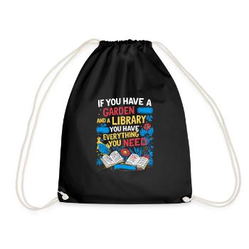 Jardin et bibliothèque – tout ce dont vous avez besoin - Sac de sport léger - noir - Devant