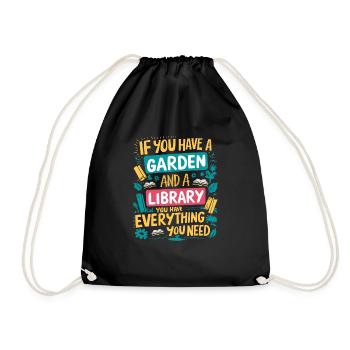 Garten und Bücher – das wahre Glück - Turnbeutel - Schwarz - Vorne