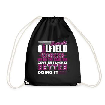 Oilfield Worker Female Oilfield Worker - Drawstring Bag - black - Front