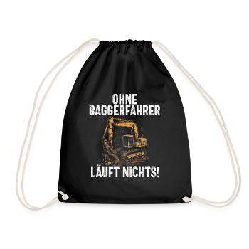 Baggerfahrer Lustige Bauarbeiter Beruf Excavator - Turnbeutel - Schwarz - Vorne