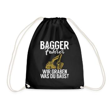 Baggerfahrer Lustige Bauarbeiter Beruf Excavator - Turnbeutel - Schwarz - Vorne