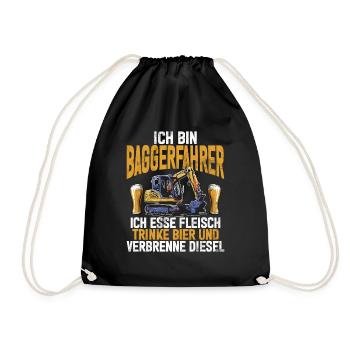 Baggerfahrer Lustige Bauarbeiter Beruf Excavator - Turnbeutel - Schwarz - Vorne