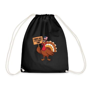 Lustiger Thanksgiving Truthahn - Turnbeutel - Schwarz - Vorne