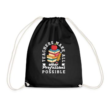 Lustiges Lehrer Lehrerinnen Geschenk - Turnbeutel - Schwarz - Vorne