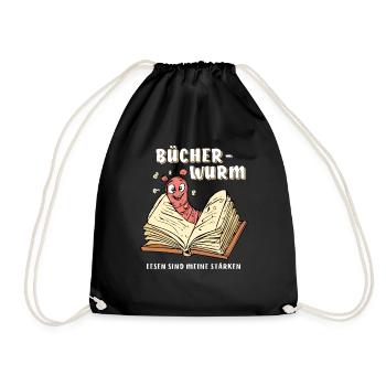 BOOK WORM BOOKWORM READING STRENGTHEN - Drawstring Bag - black - Front