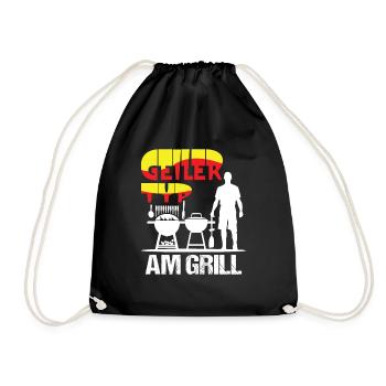 Herren Geiler Typ am Grill BBQ Grillen Grillabend - Turnbeutel - Schwarz - Vorne
