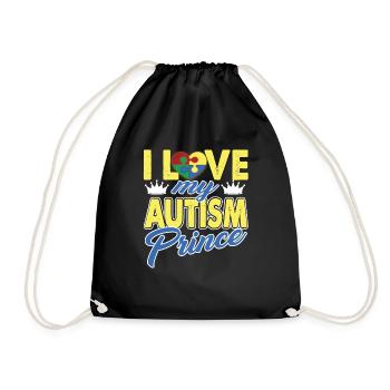 I Love My Autism Prince - Drawstring Bag - black - Front
