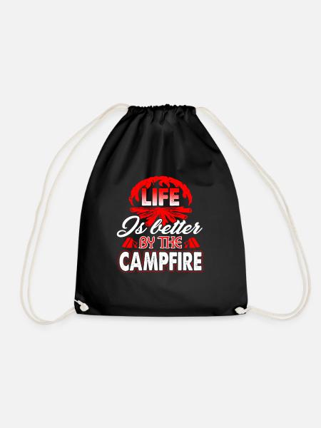Camping Life Is Better By The Campfire - Drawstring Bag - black