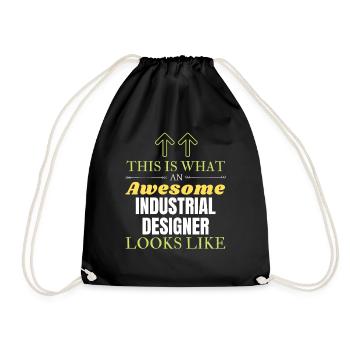 This is What an Awesome Industrial Designer Looks - Drawstring Bag - black - Front