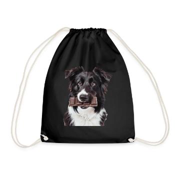 Border Collie - Drawstring Bag - black - Front