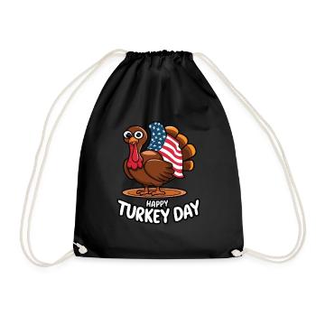 Lustiger Thanksgiving Truthahn - Turnbeutel - Schwarz - Vorne