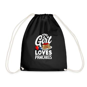 Funny Pancake Lover Gift - Drawstring Bag - black - Front