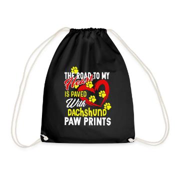 The Road To My Heart Is My Dachshund - Drawstring Bag - black - Front